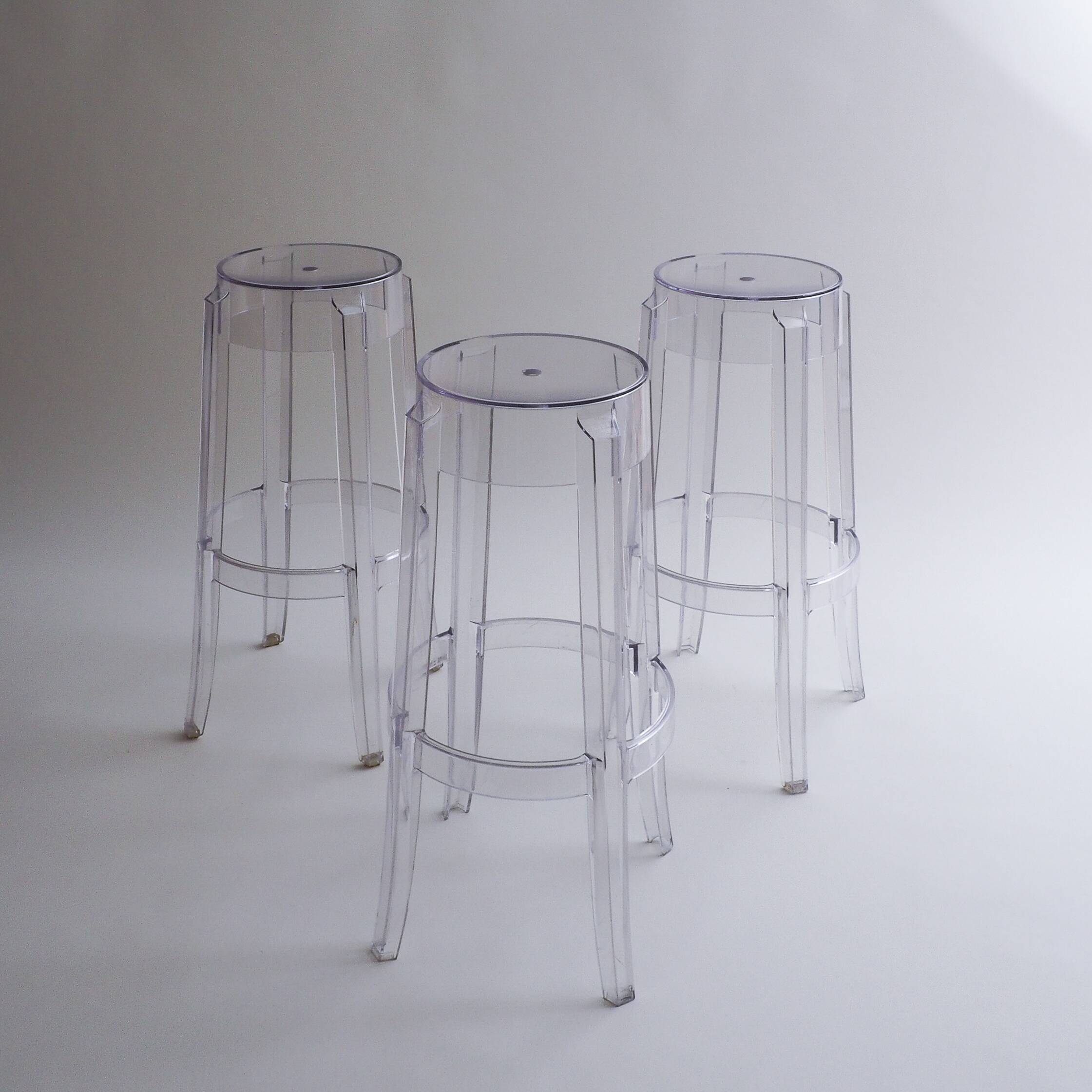 Set of 6 Charles Ghost Large Stools By Philippe Starck For Kartell