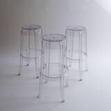 Set of 6 Charles Ghost Large Stools By Philippe Starck For Kartell