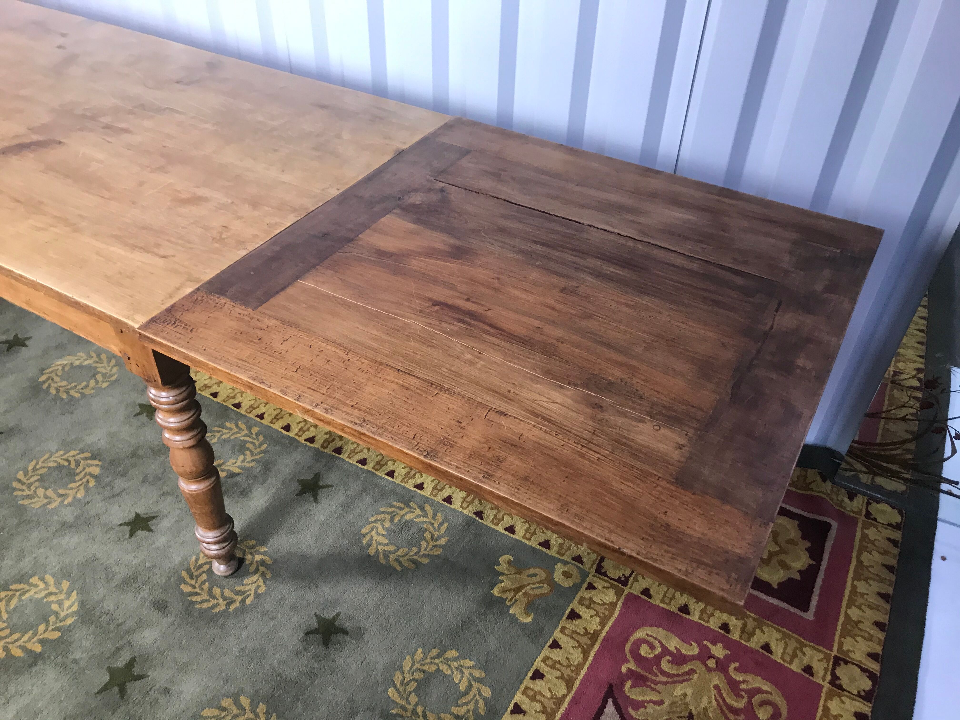 Farm table with built-in extensions 336 cm