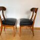 Set of Biedermeier Shovel Chairs in Walnut & Black Leather, Austria, 1820s