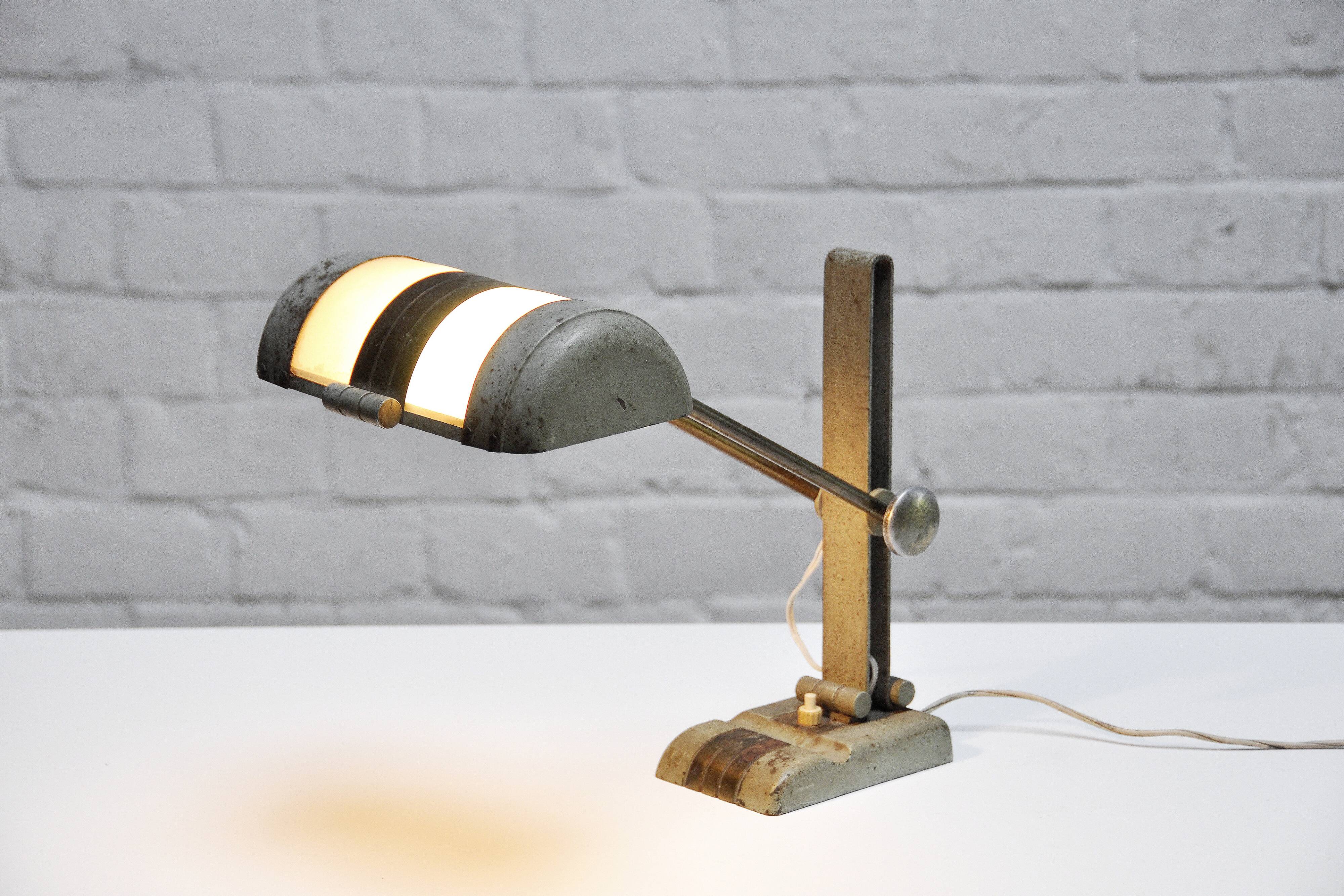 French art deco desk lamp in the style of rene koechlin, 1930s