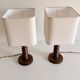 Pair of French Art Deco Wooden Table Lamps Attributed to Charles Dudouyt