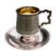 Tasse et soucoupe métal argenté russe