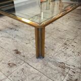 Coloured and gilded steel glass coffee table