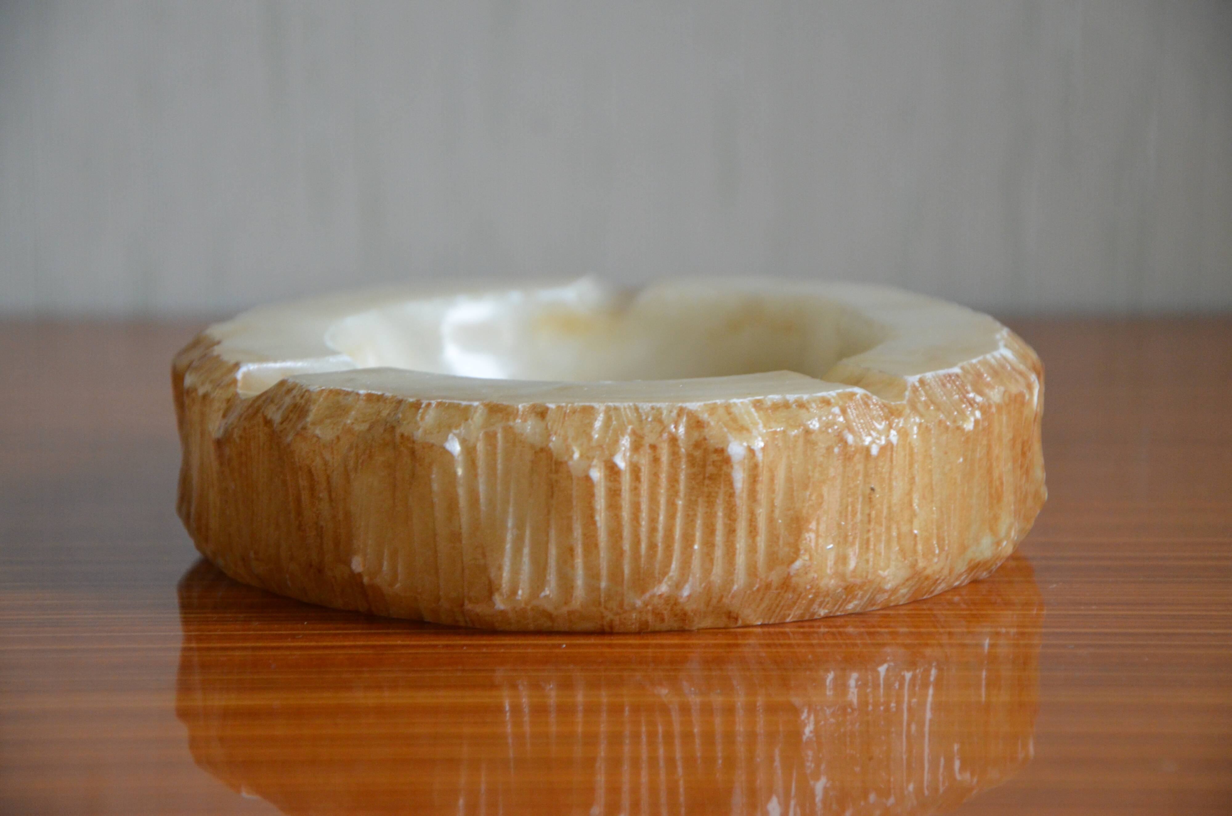 Beige alabaster ashtray