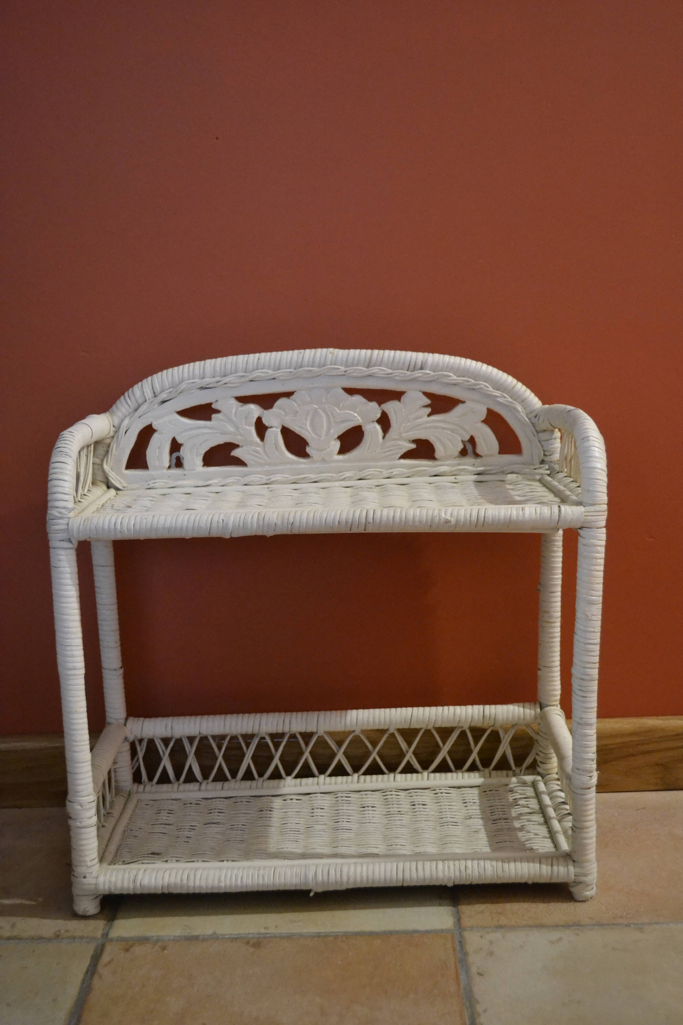 White rattan shelf