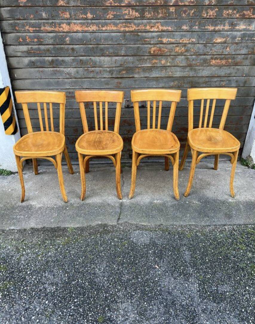 (Lot) 4 bistro chairs Baumann (light oak)