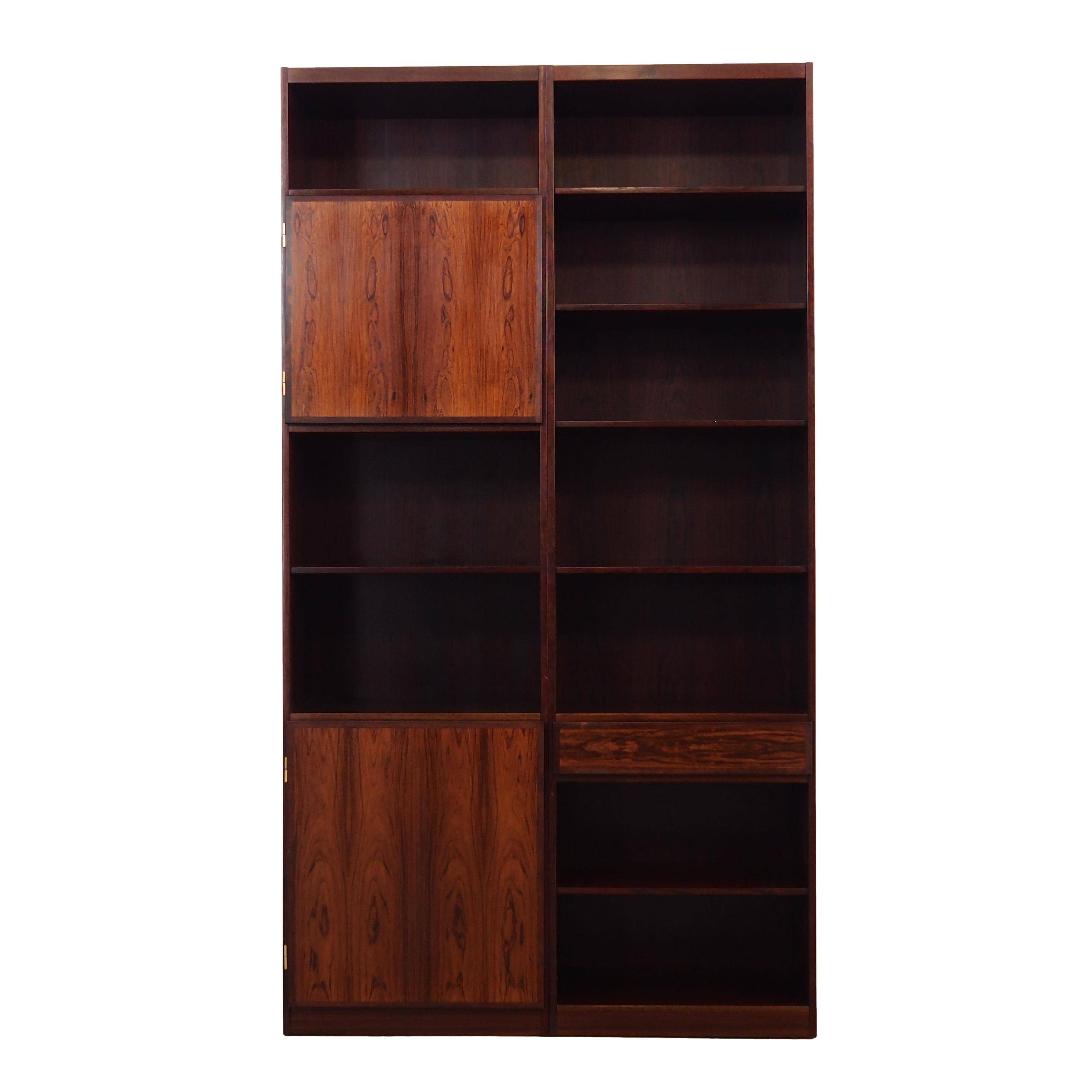 Ensemble de bibliothèques en palissandre, design danois, années 1970, éditeur : Omann Jun
