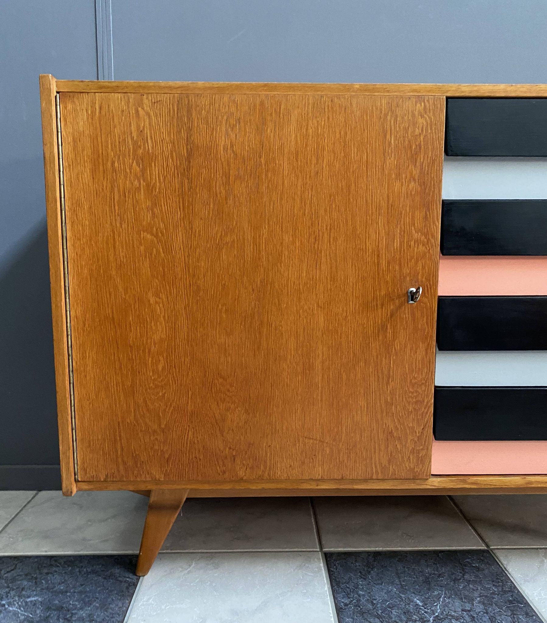 Pink Jiri Jiroutek U458 sideboard 1960s for Interier Praha