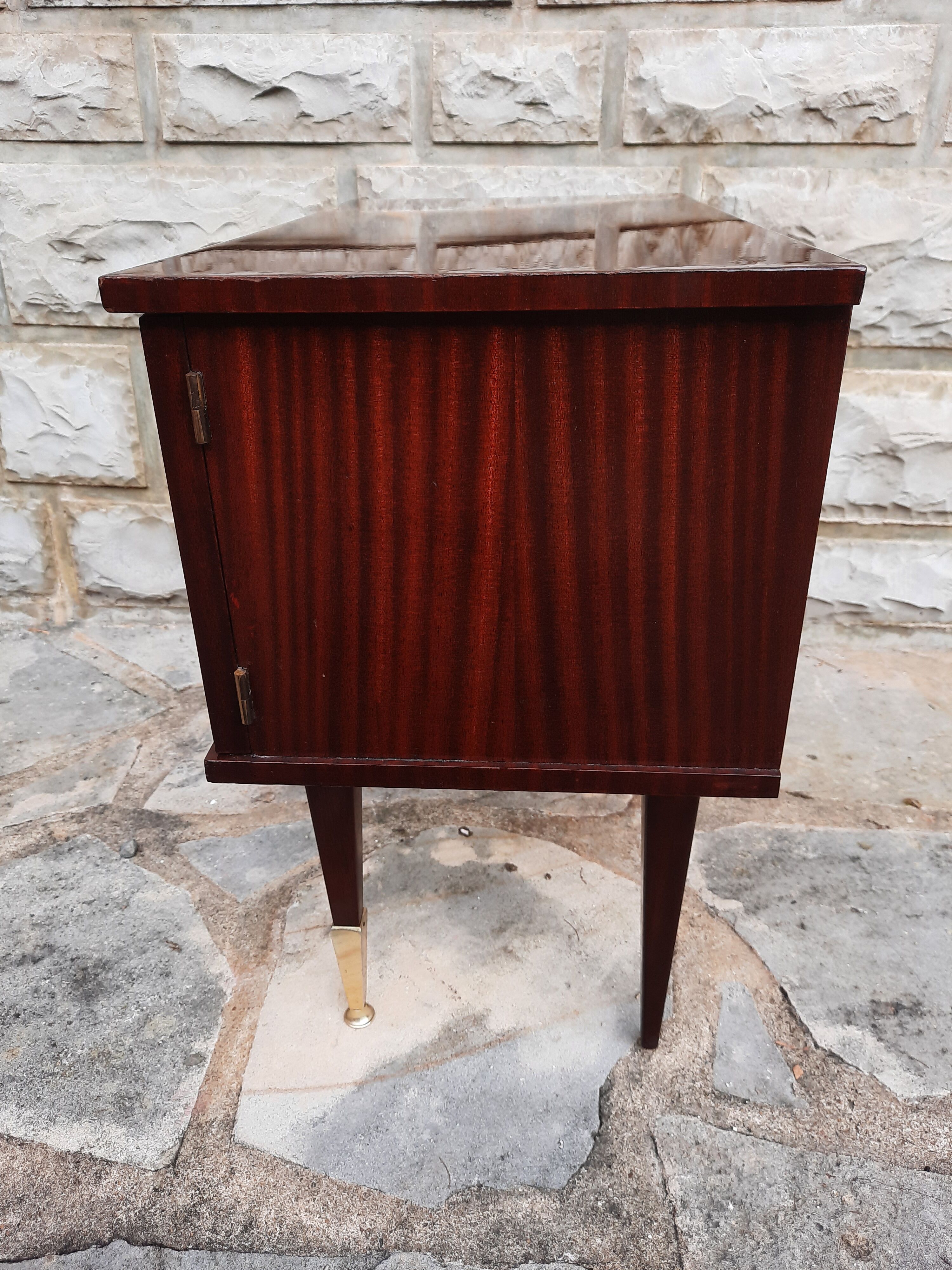 Vintage bedside table veneer wood varnish