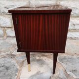Vintage bedside table veneer wood varnish