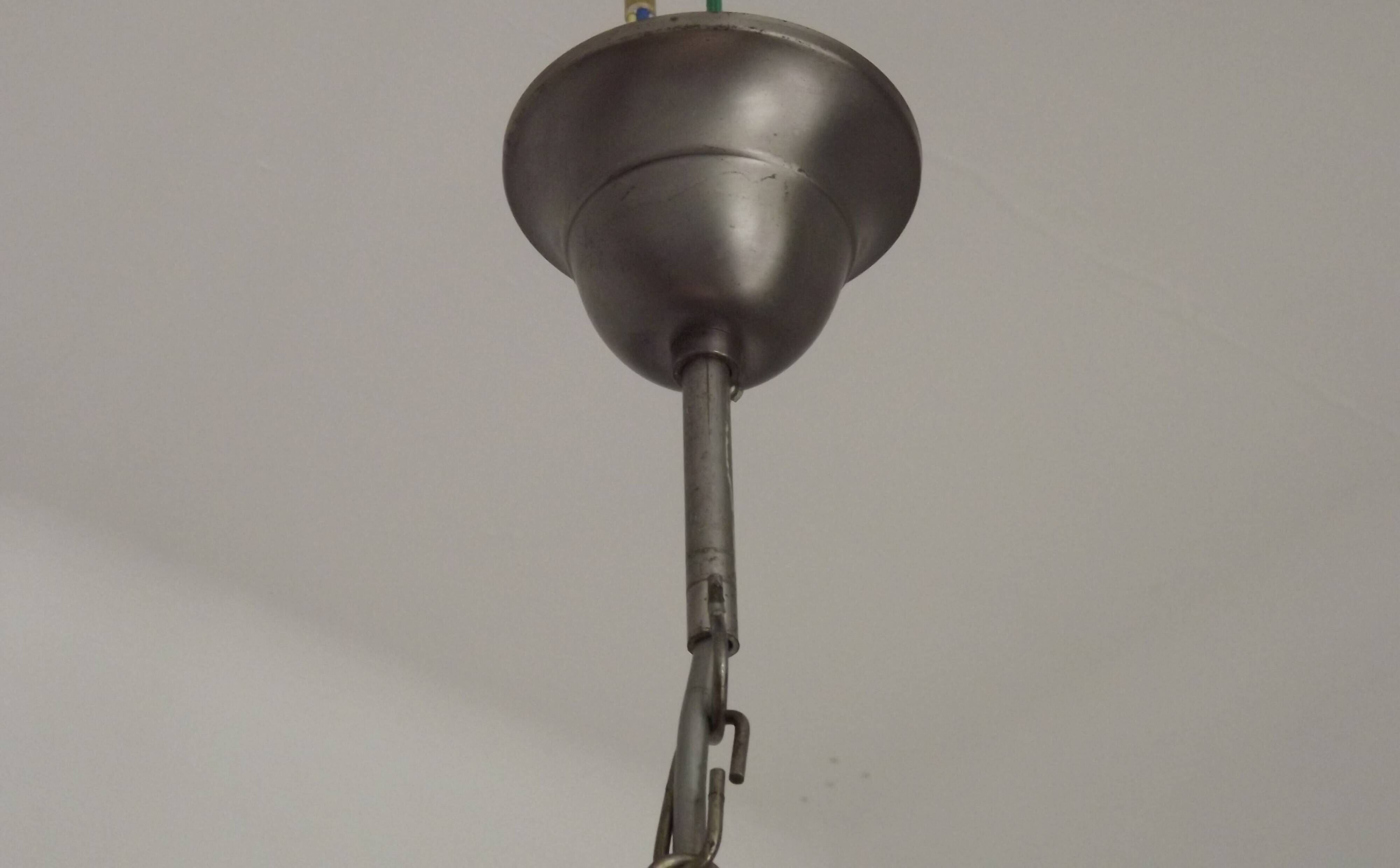 Italian Vintage Silver Brushed Metal 3 Light Flemish Style Chandelier