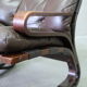 Mid century leather armchair and foot stool by Erda & Nordahl Solheim, Norway 1970's