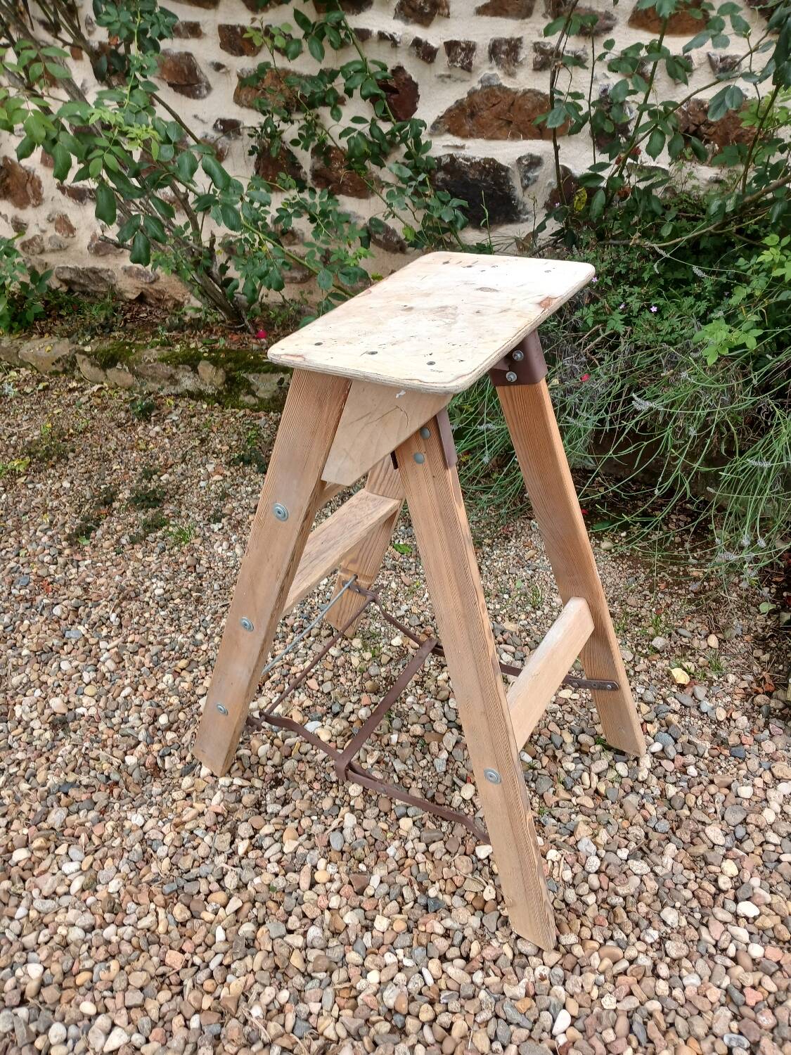 Antique wooden stepladder