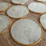 Ensemble de 9 sous-verres en nacre