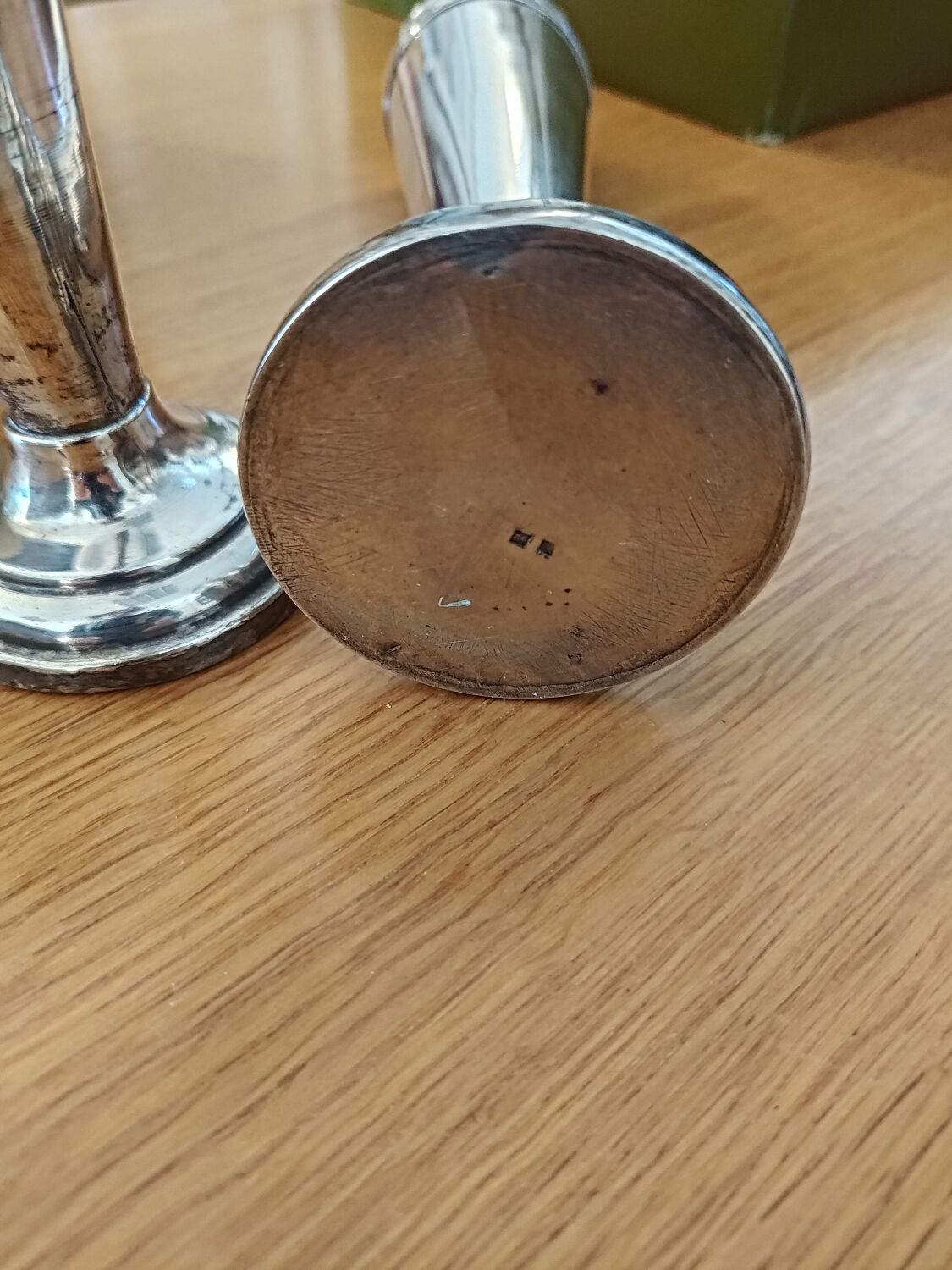 Pair of silver metal vases