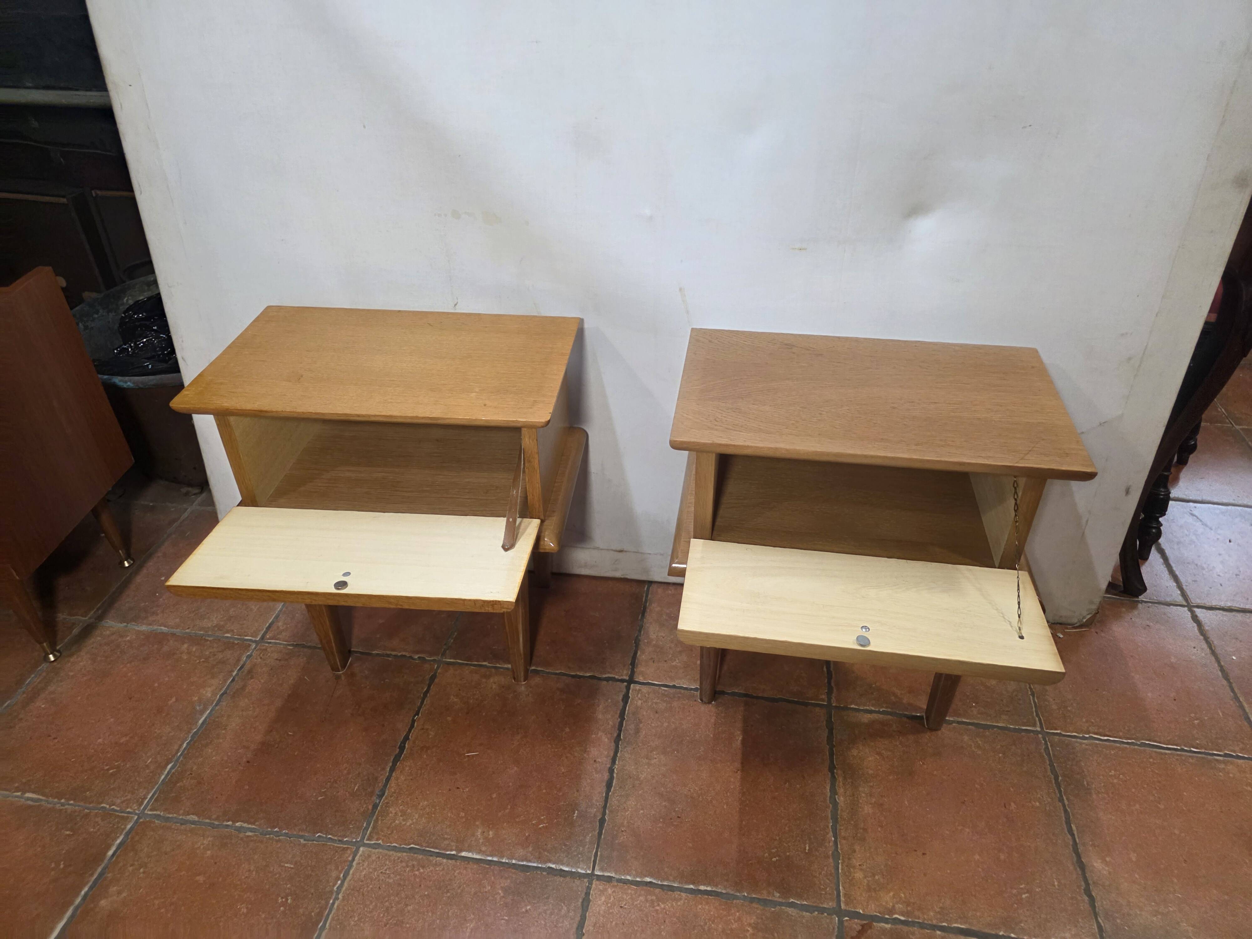 Pair of Scandinavian oak bedside tables, 1960s