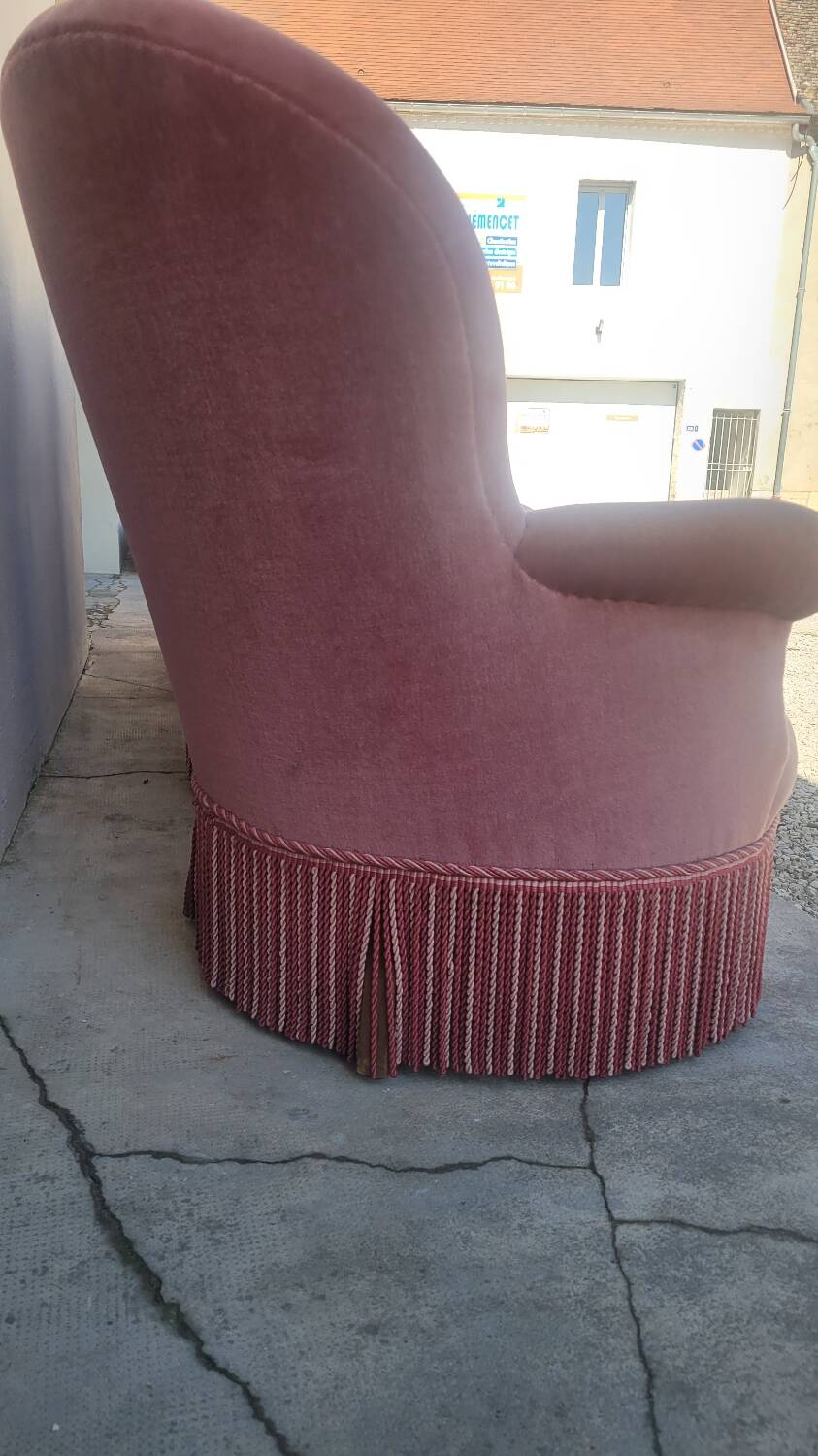 Série de 4 Fauteuils crapauds en velours ancien 1930s