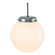 Small Mid-Century Italian Opaline & Metal Sphere Pendant Lamp