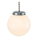Small Mid-Century Italian Opaline & Metal Sphere Pendant Lamp