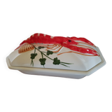 Ceramic dish with slip lid lobster decor
