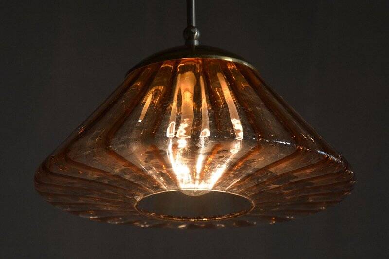 Mid-Century Modern Pendant Light in Chrome and Brass by Kamenický Šenov, Czech, 1960s