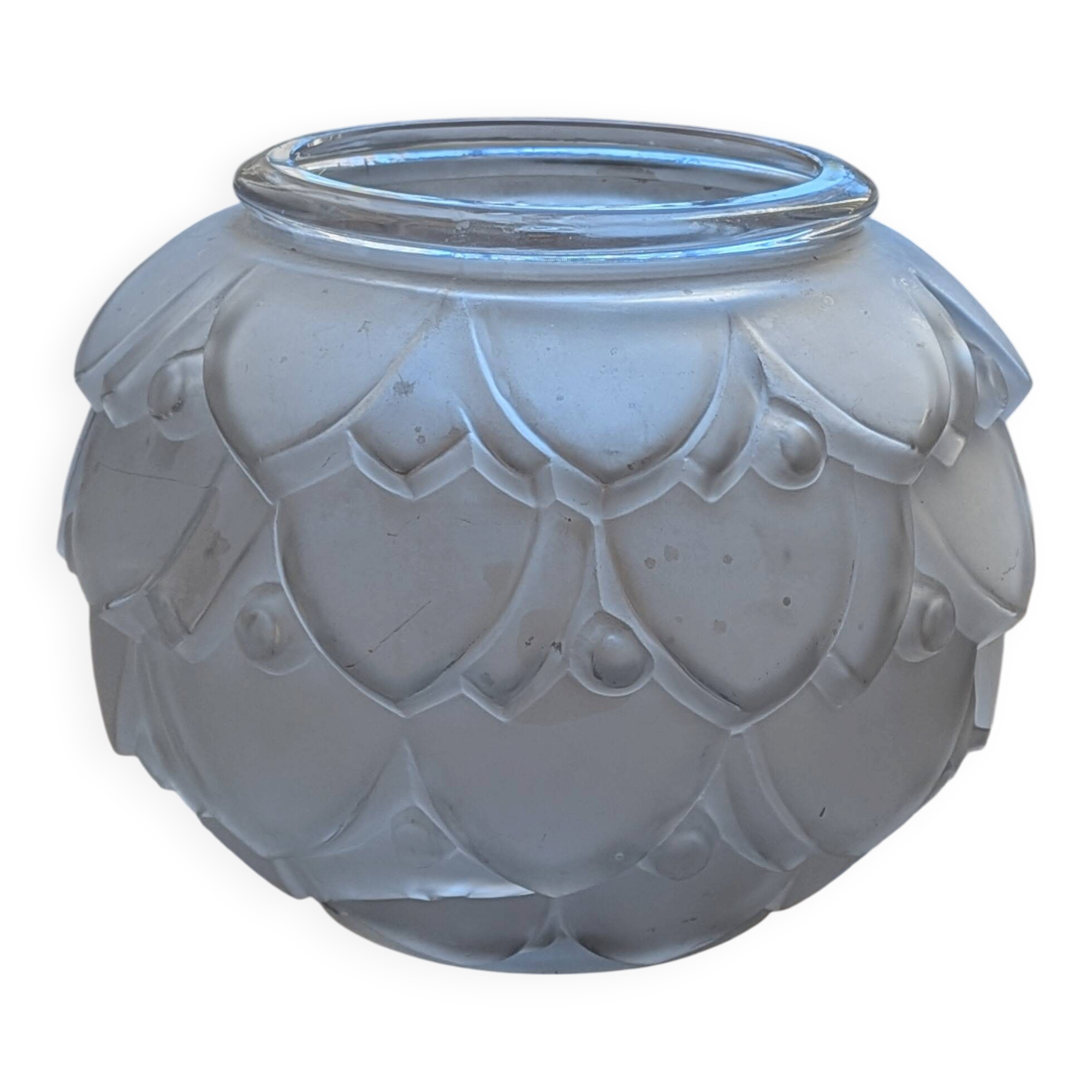 Vase en verre "Pivoines" signé Sabino