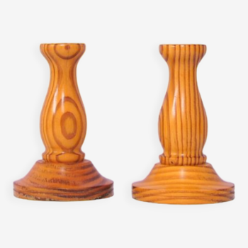 Ensemble vintage de chandeliers en bois de pin