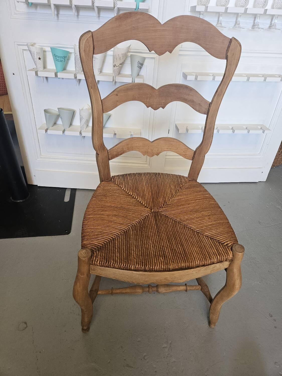 Wood and straw chair