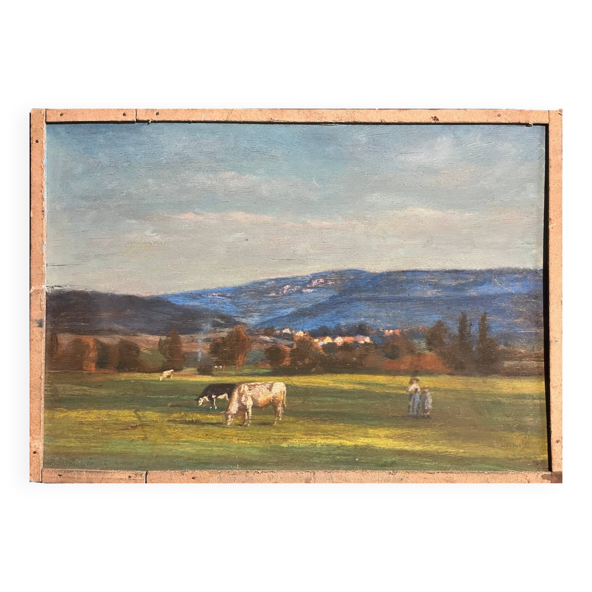 Tableau HSP "Autumn Evening in the Jura" post-impressionist signed