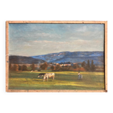 Tableau HSP "Autumn Evening in the Jura" post-impressionist signed