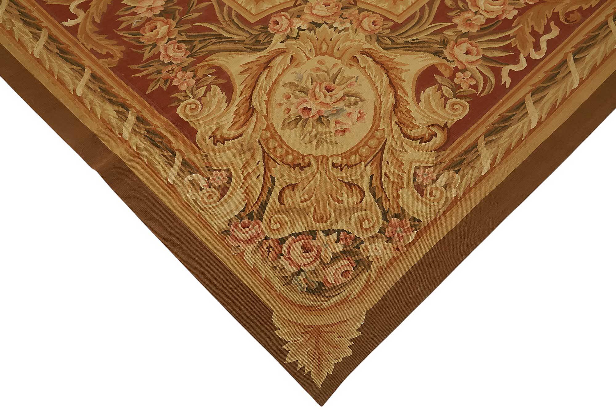 Handmade European Vintage Aubusson Kilim 300 cm x 428 cm
