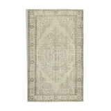 Hand-Knotted Distressed Turkish Beige Carpet 175 cm x 286 cm - 38932