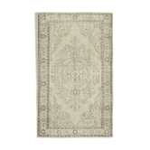 Hand-Knotted Distressed Turkish Beige Carpet 175 cm x 286 cm - 38932