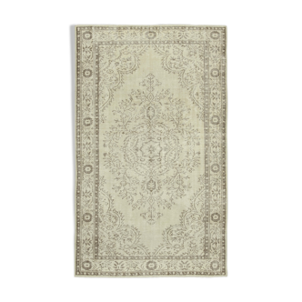 Hand-Knotted Distressed Turkish Beige Carpet 175 cm x 286 cm - 38932