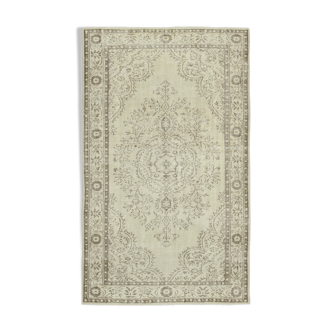 Tapis beige turc en détresse noué à la main 175 cm x 286 cm - 38932