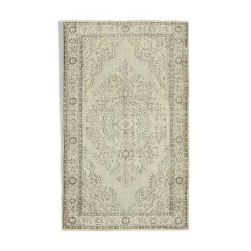 Hand-Knotted Distressed Turkish Beige Carpet 175 cm x 286 cm - 38932