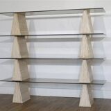 Italian travertine and glass shelf 1970