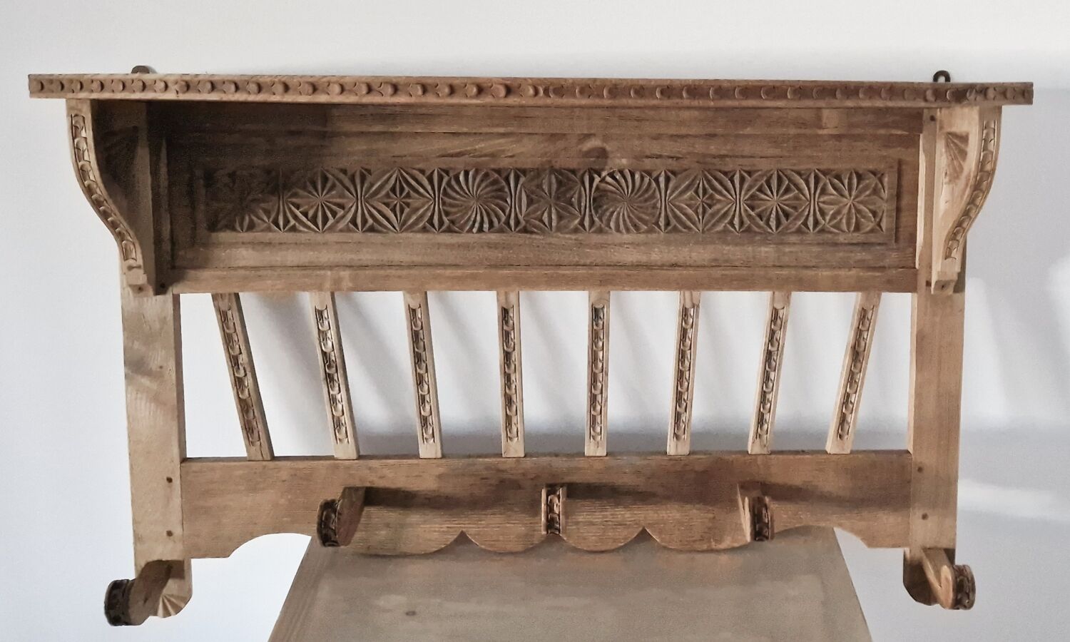 Old carved wood wall shelf