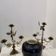 Paire de candelabres d'église fleurs céramique