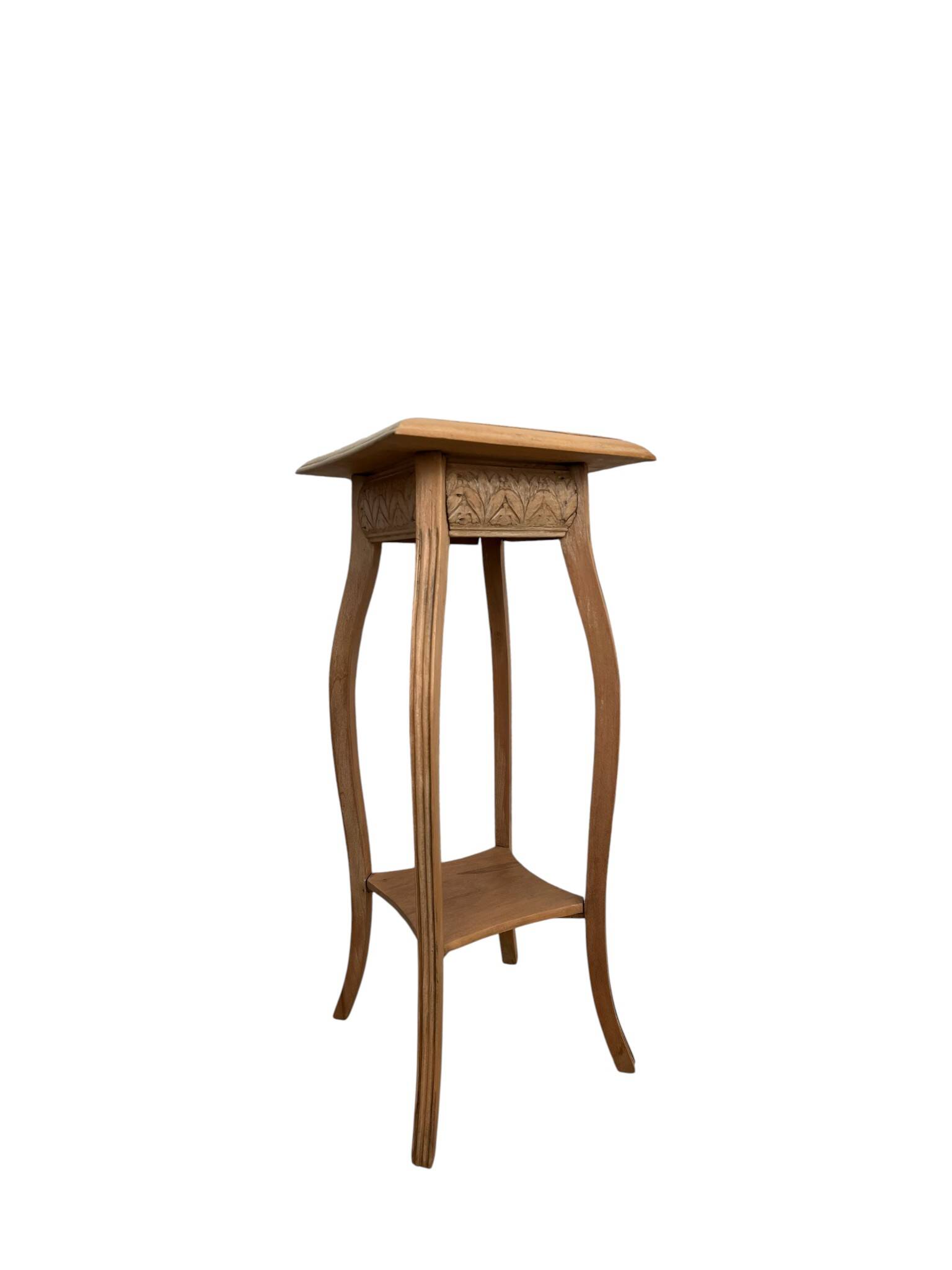 Agatha plant stand in solid light carved wood