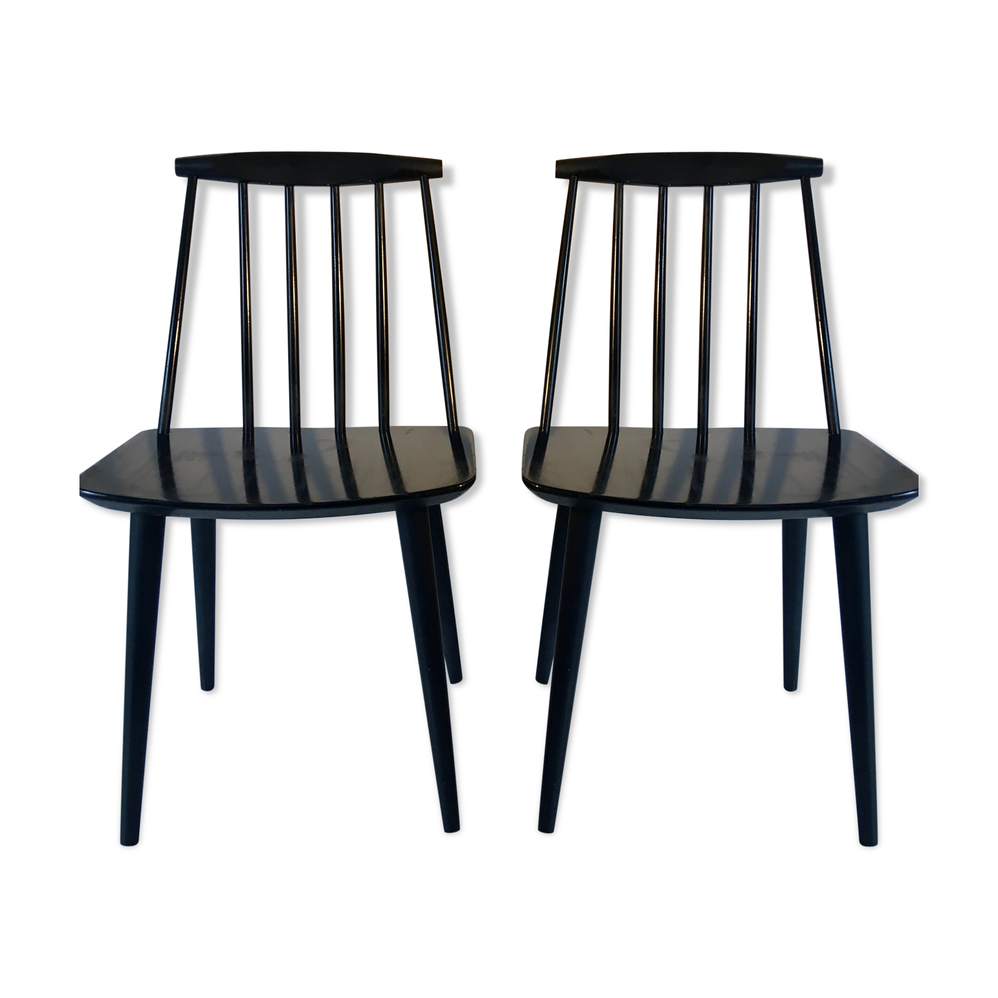 Pair of Black Chairs by Folke Palsson for FDB MOBLER Denmark 1966