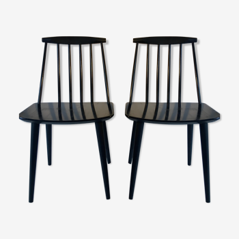 Pair of Black Chairs by Folke Palsson for FDB MOBLER Denmark 1966