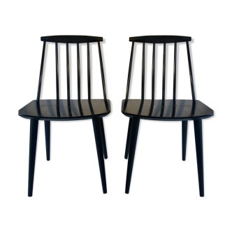 Pair of Black Chairs by Folke Palsson for FDB MOBLER Denmark 1966