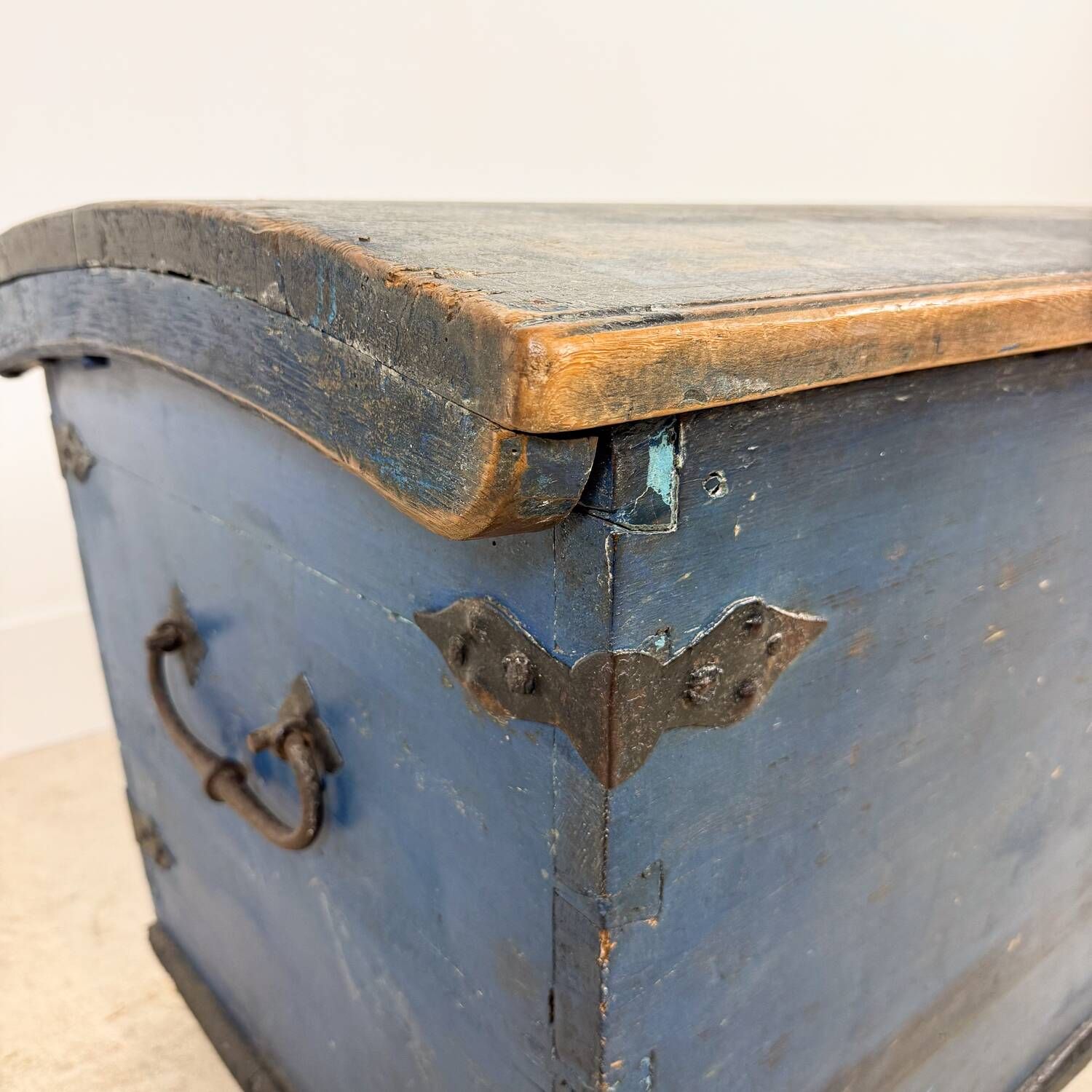 Antique Blue Painted Wooden Chest – Dated 1871