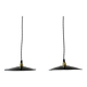 Pair of old industrial black enamelled pendant lights