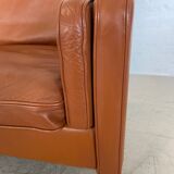 Mid century vintage danish mogens hansen 3 person sofa in coganc leather