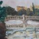 Oil on canvas "Landscape with Bridge" early 20th century