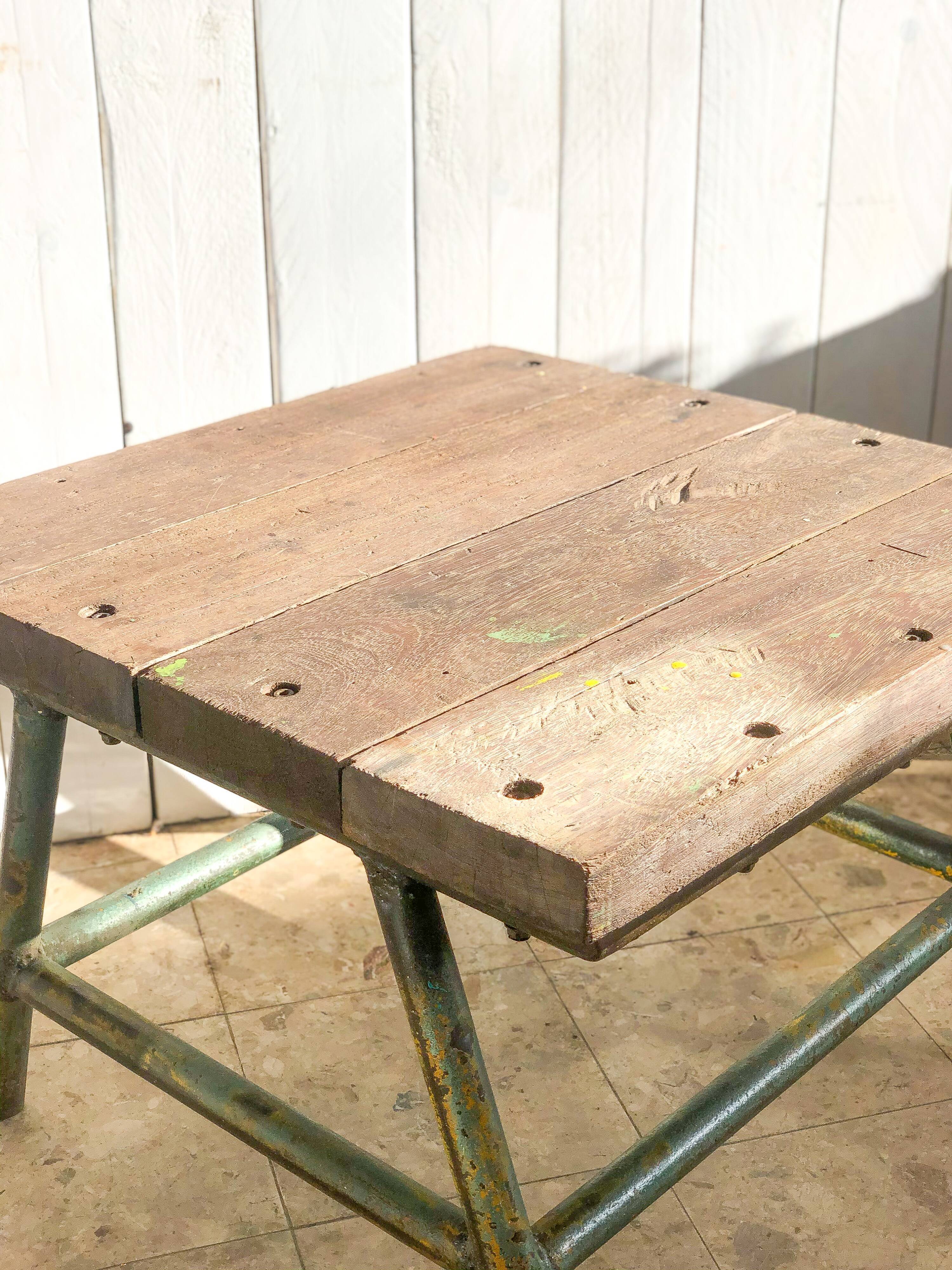 Industrial coffee table patina green