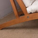 Large Danish Sofa in solid oak and fabric, model GE375 by Hans Wegner for Getama 1960.